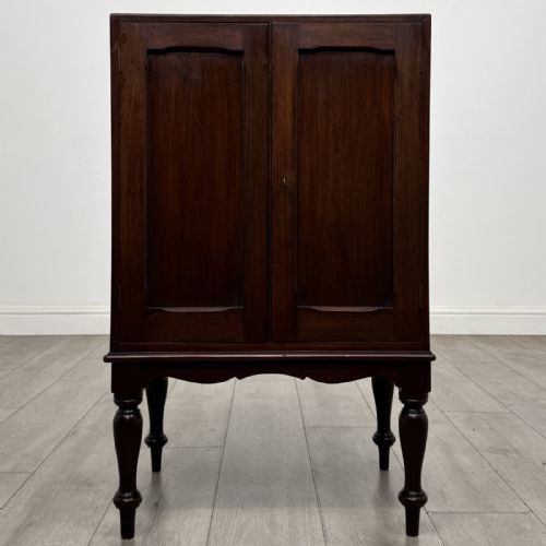 Antique Small Mahogany Side Cabinet | Panelled Doors on Turned Legs
