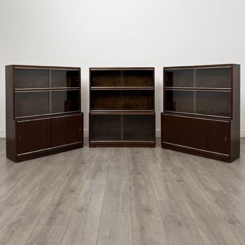 Vintage Mahogany Set of Three Cabinets | Sliding Glass Doors