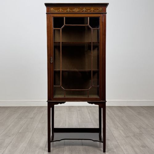 Antique Edwardian Inlaid Mahogany Display Cabinet | Raised Gallery