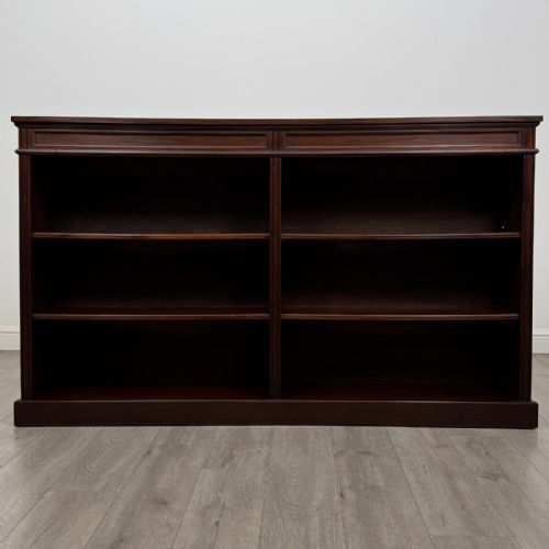 Antique Large 20th Century Mahogany Open Bookcase | Plinth Base