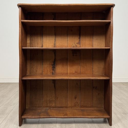 Antique 20th Century Oak Open Bookcase | Shaped Sides