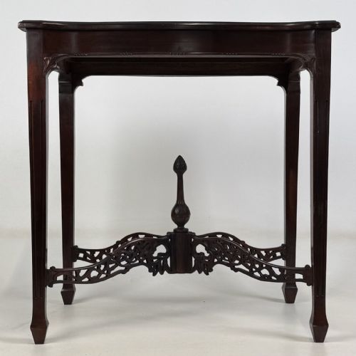 Antique Edwardian Mahogany Side Table | Carved Stretcher