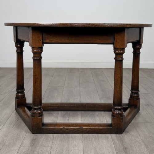 Antique Large Georgian Style Oak Side Table | Demi Lune