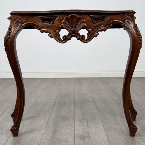 Antique French Carved Mahogany Side Table | Cabriole Legs