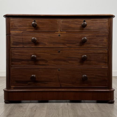 Antique Large Victorian Mahogany Chest of Drawers | Bun Feet