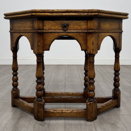 Antique 20th Century Golden Oak Tea Table | Fold Over Top
