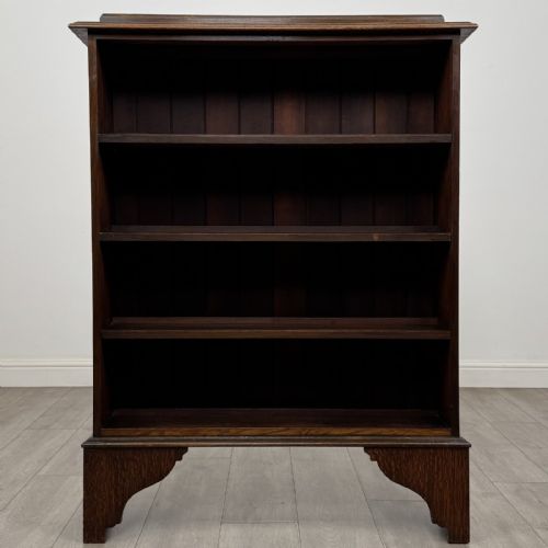 Antique Edwardian Oak Open Bookcase | Raised Gallery