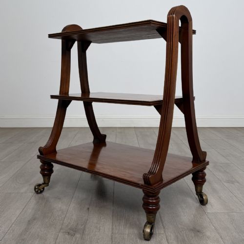Antique Small 20th Century Mahogany Bookcase | Brass Castors