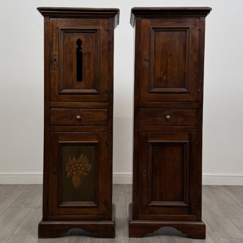 Antique Pair of 20th Century Hardwood Cupboards | Painted Panel