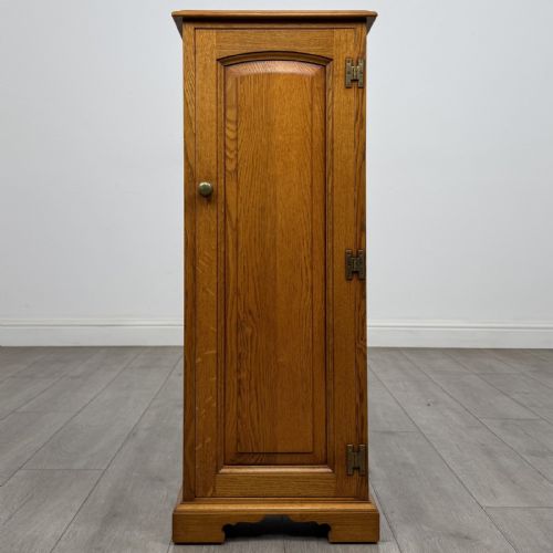 Vintage Narrow 20th Century Oak Cupboard | Brass H Hinges