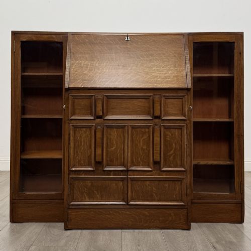 Vintage Art Deco Oak Side by Side Bureau Bookcase | Home Office