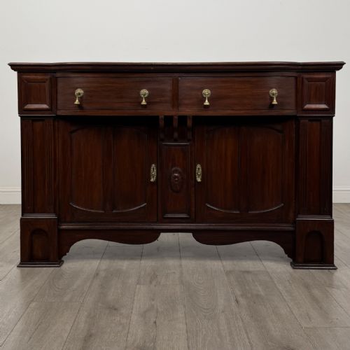 Antique Edwardian Arts & Crafts Mahogany Sideboard | Bow Front