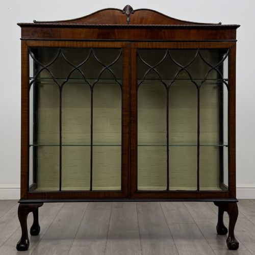 Antique Chippendale Style Mahogany Display Cabinet | Claw Feet