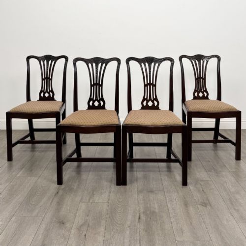 Antique Set of 4 Mahogany Dining Chairs | Chippendale Style