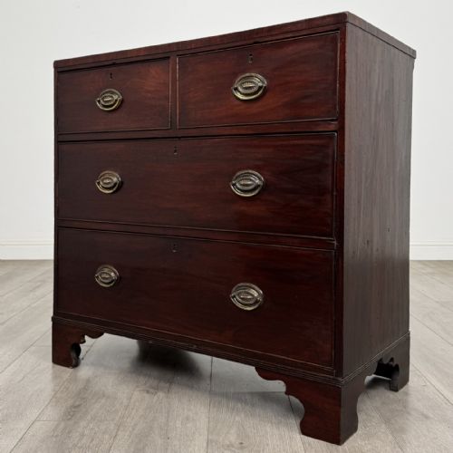 fig 1. Antique Small Georgian Mahogany Chest of Drawers | Bracket Feet