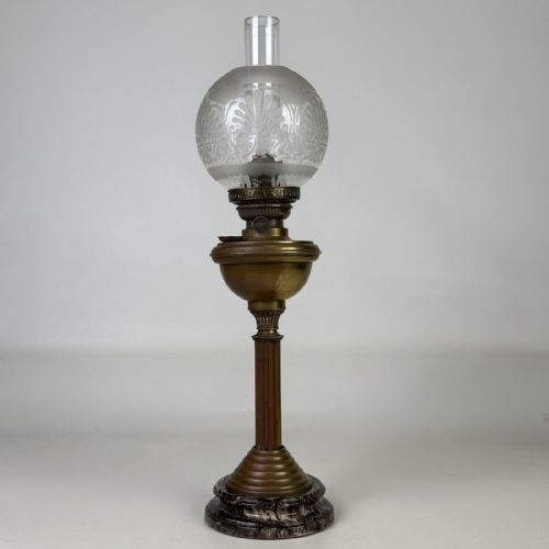 Antique Brass Column Oil Lamp | Vulcan Burner