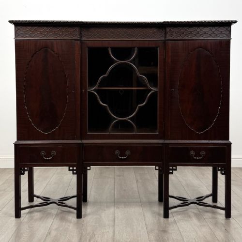 Antique Edwardian Mahogany Breakfront Cabinet | China Cabinet
