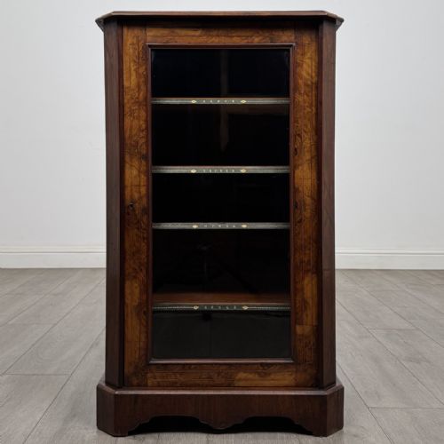 Antique Victorian Burr Walnut Music Cabinet | Brass Gallery