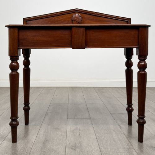 Antique Victorian Mahogany Side Table | Raised Pediment Back