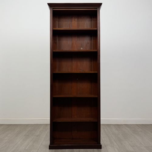 Antique Tall Narrow Mahogany Open Bookcase | Library Shelving
