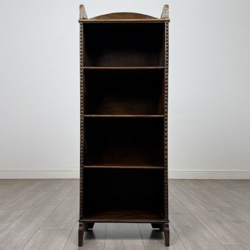 Antique Narrow 20th Century Oak Open Bookcase | Arched Gallery