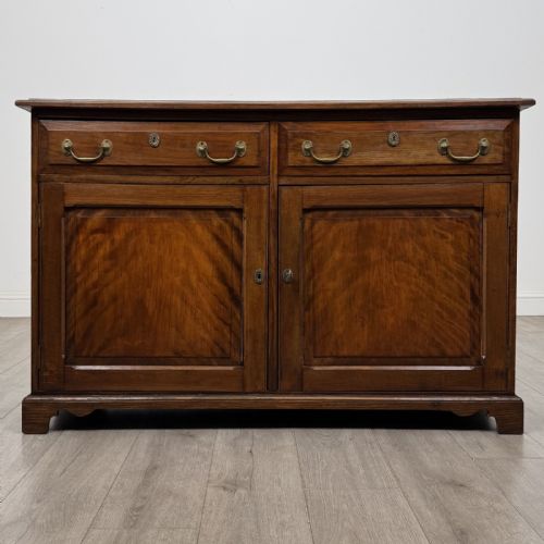 Antique Narrow Georgian Style Oak Dresser Base | Bracket Feet