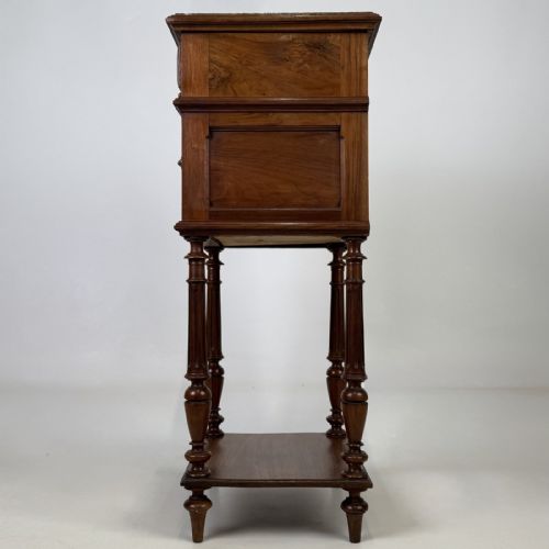 fig 2. Antique French Walnut Bedside Cabinet | Rouge Marble Top
