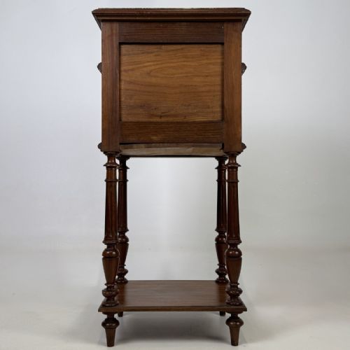fig 4. Antique French Walnut Bedside Cabinet | Rouge Marble Top