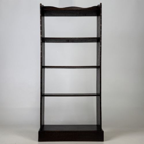 Antique Narrow 20th Century Oak Open Bookcase | Raised Gallery