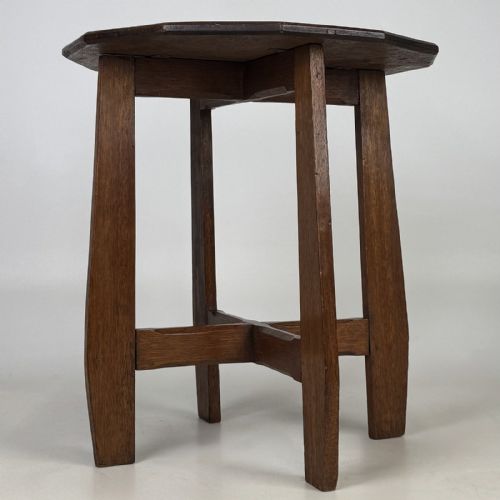 Antique Arts & Crafts Oak Lamp Table | Twelve Sided Top