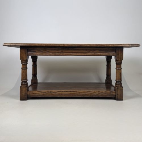 Antique Jacobean Style Oak Coffee Table | Potboard Shelf
