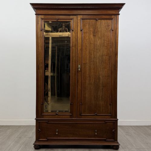 Antique Early 20th Century Walnut Wardrobe | Mirror Door