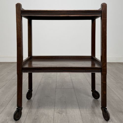 Antique 20th Century Oak Two Tier Tea Trolley | Beaded Edge