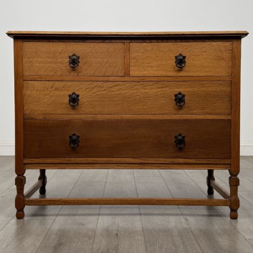 Antique Early 20th Century Oak Chest of Drawers | Turned Legs