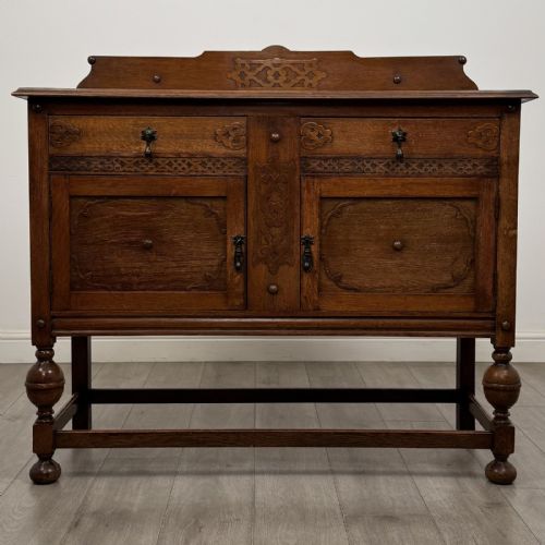 Antique Jacobean Style Oak Sideboard | Cup and Cover Legs
