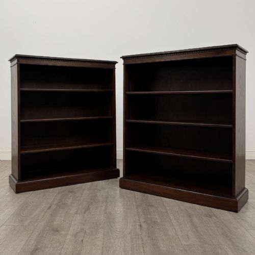 Vintage Pair of Georgian Style Oak Open Bookcases | Home Library