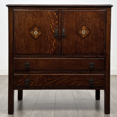 Antique Arts & Crafts Oak Cupboard | Celtic Knot Handles