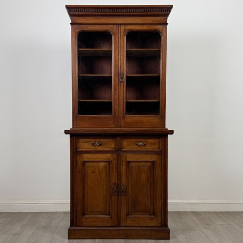 Antique Victorian Walnut Glazed Bookcase | Cupboard Base