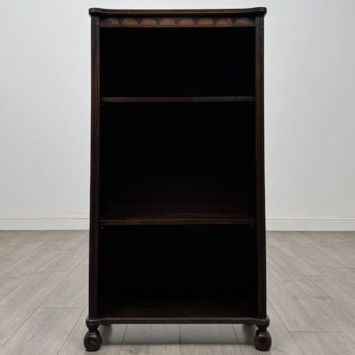 Antique Small Early 20th Century Open Bookcase | Carved Frieze