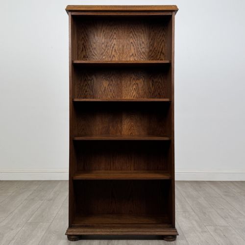 Vintage 20th Century Oak Open Bookcase | Adjustable Shelves