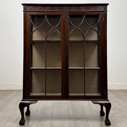 Antique Chippendale Style Mahogany Display Cabinet | Claw Feet