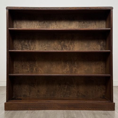 Antique Early 20th Century Oak Open Bookcase | Adjustable Shelves