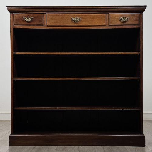 Antique Edwardian Mahogany Open Bookcase | Adjustable Shelves