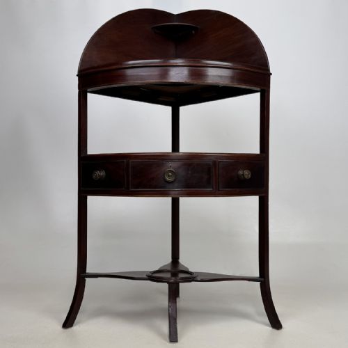 Antique Georgian Mahogany Corner Washstand | Bow Front