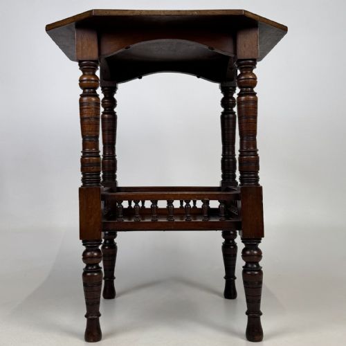 Antique Victorian Aesthetic Walnut Side Table | Octagonal Top