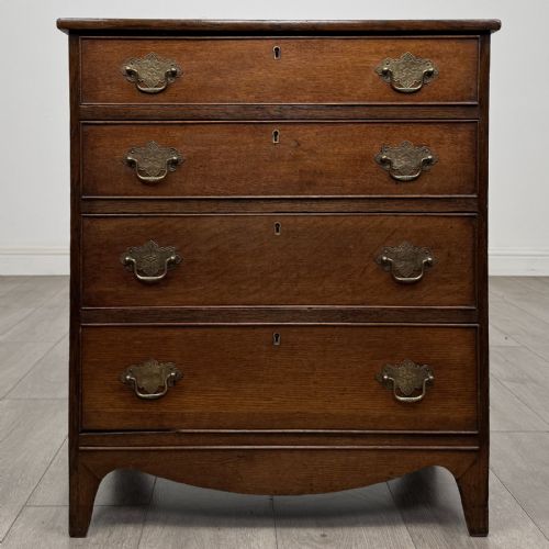 Antique Small 19th Century Oak Chest of Drawers | Bracket Feet