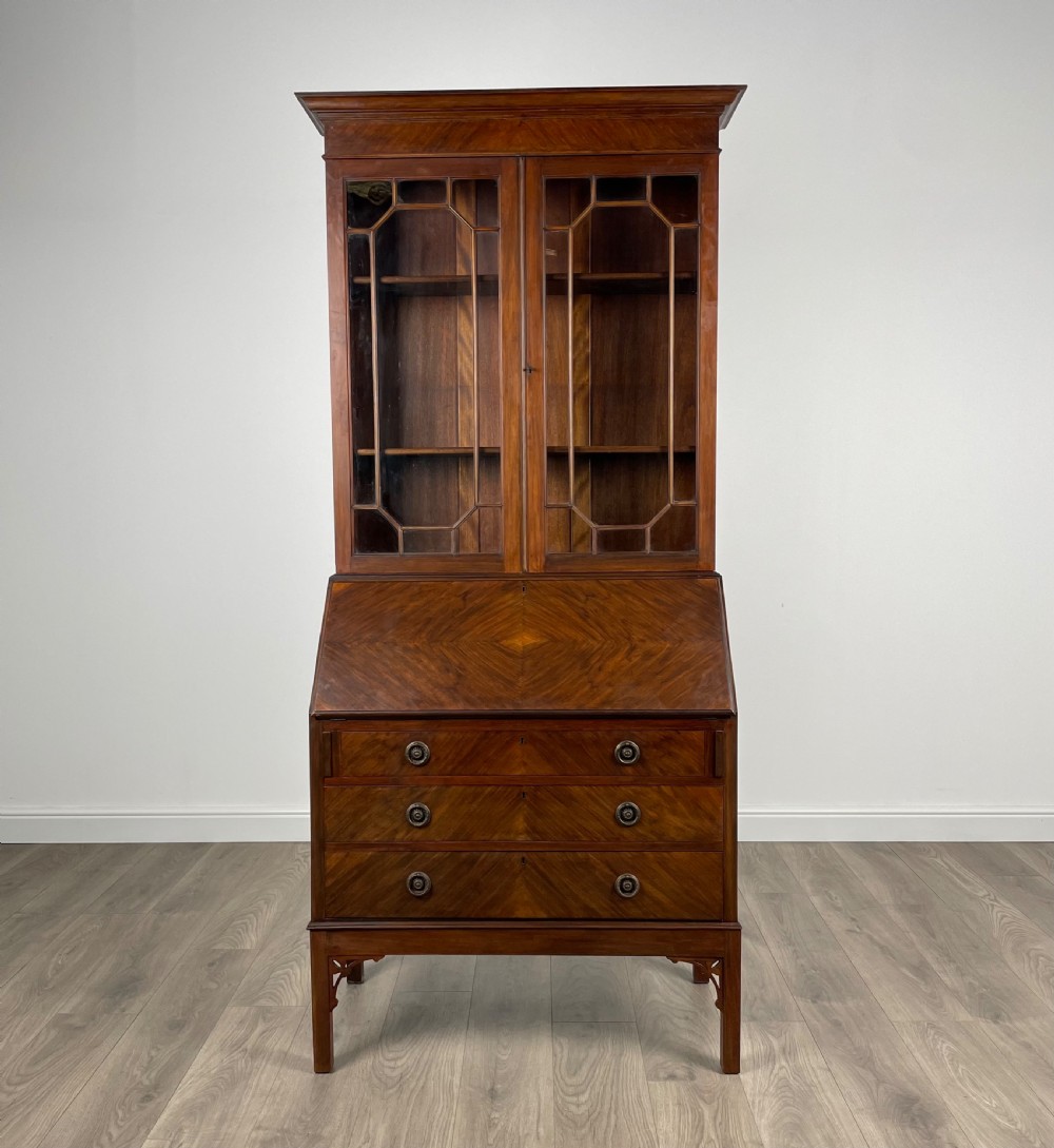 Antique Edwardian Bureau Bookcase In Walnut