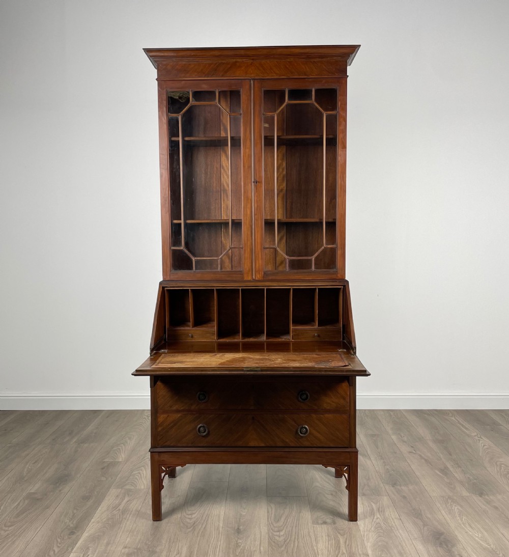 Antique Edwardian Bureau Bookcase In Walnut View II