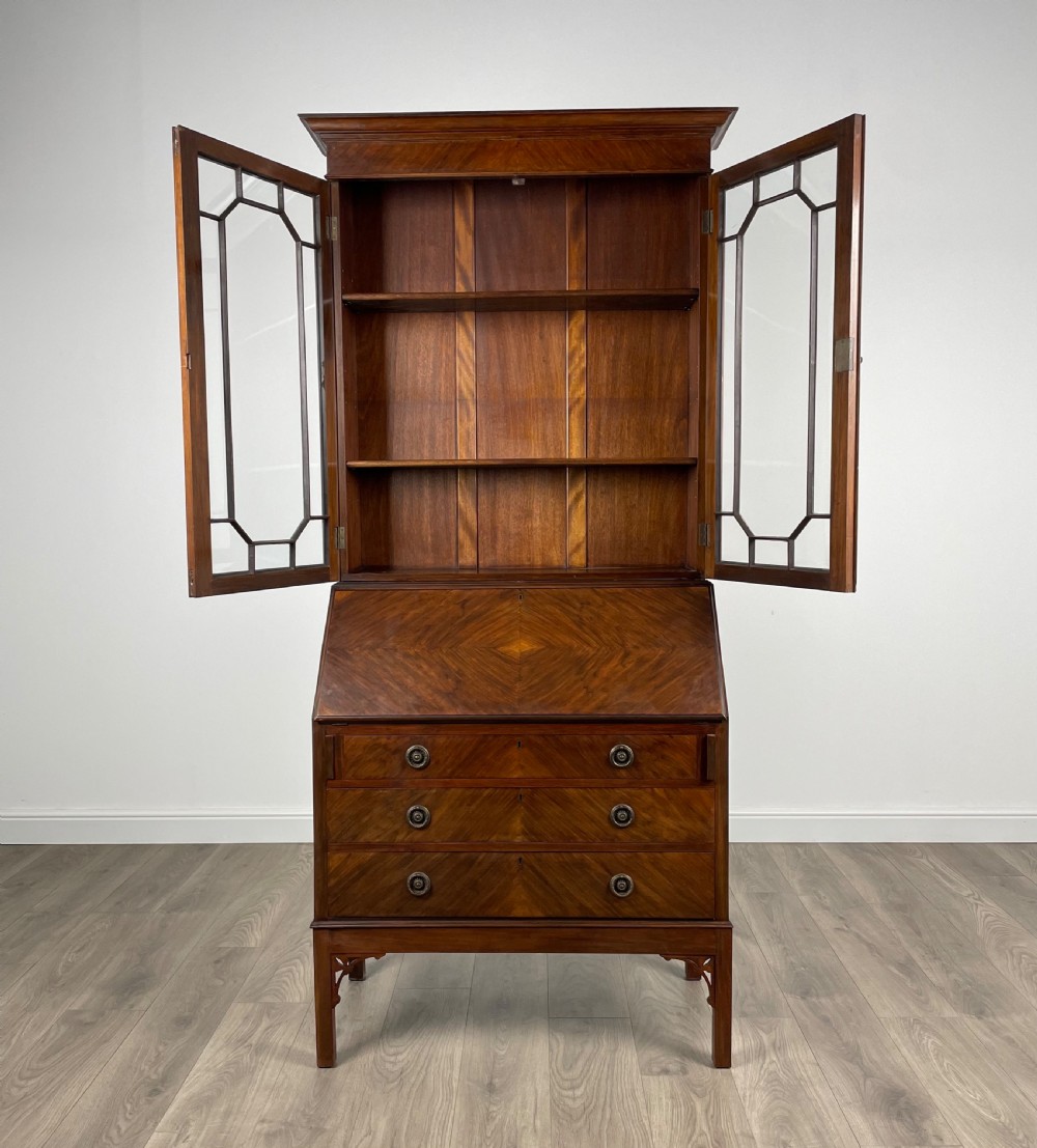 Antique Edwardian Bureau Bookcase In Walnut View III