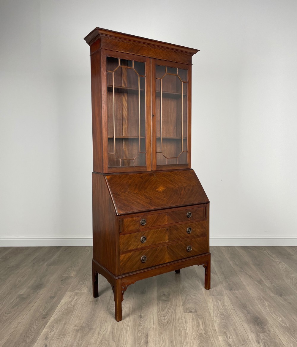 Antique Edwardian Bureau Bookcase In Walnut View X